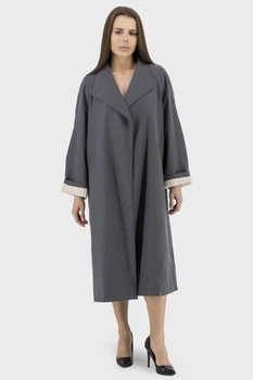 Жіночий плащ на запах без застібки, casual стиль, осінь-весна Basic (сірий, 2XL), 119661, 119646