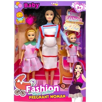 Кукла в наборе 3 куклы цветные для сюжетных игр большая кукла и дети (4835545)