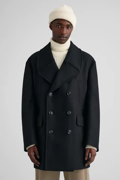 Чоловіче чорне вовняне пальто OVERSIZED WOOL PEACOAT Gant S 7006258
