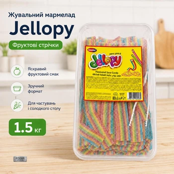 Жувальний мармелад Jellopy фруктові стрічки 1.5 кг
