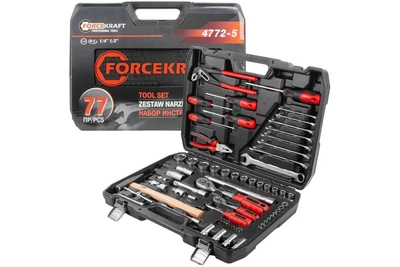 Набір інструменту комбінований 77 пр. 1/4", 1/2" (6-гр.) (4-32 мм) - 56417 FORCEKRAFT
