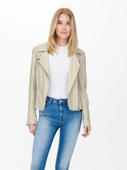 Куртка зі штучної шкіри ONLGEMMA FAUX LEATHER BIKER OTW NOOS 15153079-Silver Lining ONLY 34 Бежевий 15153079-SILVER LINING 34