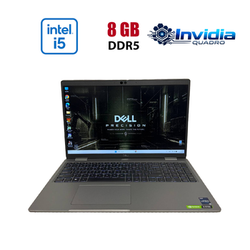 Мобильная рабочая станция Б-класс Dell Precision 3570 / 15.6" (1920x1080) IPS / Intel Core i5-1245U (10 (12) ядер по 1.2 - 4.4 GHz) / 8 GB DDR5 / 256 GB SSD / nVidia T550, 4 GB GDDR6, 64-bit / WebCam б/у