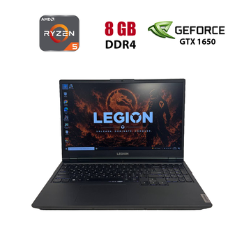 Игровой ноутбук Lenovo Legion 5 15ARH05 / 15.6" (1920x1080) IPS / AMD Ryzen 5 4600H (6 (12) ядер по 3.0 - 4.0 GHz) / 8 GB DDR4 / 512 GB SSD / nVidia GeForce GTX 1650, 4GB GDDR6, 128-bit / WebCam б/у