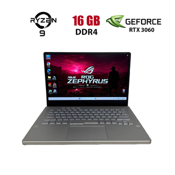 Игровой ультрабук Asus ROG Zephyrus G14 GA401QM White / 14" (1920x1080) IPS / AMD Ryzen 9 5900HS (8 (16) ядер по 3.0 - 4.6 GHz) / 16 GB DDR4 / 512 GB SSD / nVidia GeForce RTX 3060, 6 GB GDDR6, 192-bit б/у