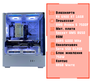 Игровой ПК Atom (RX 6900 XT 16GB / Ryzen 5 7500F / 32GB DDR5 / SSD 512GB)