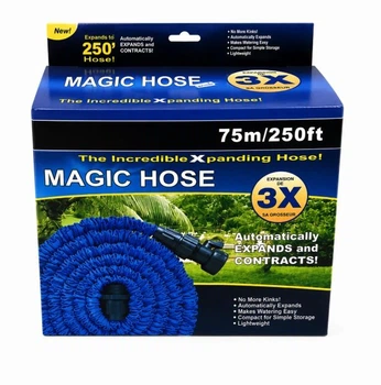 Садовый шланг для полива MAGIC HOSE 75м/250ft саморастягивающийся, синий