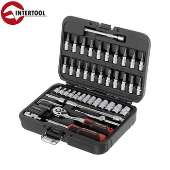 Набор инструментов профессиональный INTERTOOL ET-8046 (STORM, 1/4", Cr-V, 46 ед., головки: 4-14 мм, биты 21 ед.)
