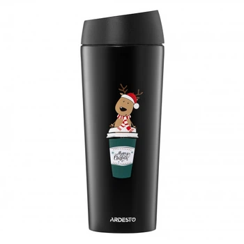 Термокружка Ardesto Coffee Time Reindeer 450 мл нержавеющая сталь черная (AR2645RN)