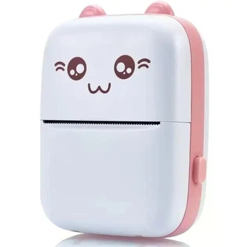 Портативний міні принтер Рожевий 1 рулон Mini Printer термопринтер кишеньковий дитячий принтер термо принтер