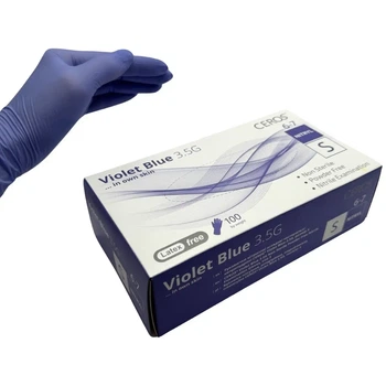 Рукавички нітрилові CEROS VIOLET BLUE, 3.5G, розмір S, 100шт/уп