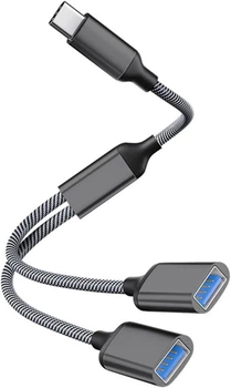 Переходник USB-C на 2 USB-A для зарядки и передачи данных