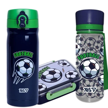 Ланч бокс з розділювачем YES Football 708794Л пляшка з поїлкою термос в школу садочок подарунковий набір для хлопчиків.