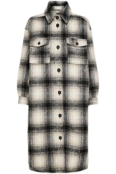 Пальто ONLLOU LONG CHECK SHACKET OTW 15238541-Pumice Stone-Checks:BLACK ONLY 15238541-PUMICE STONE-CHE S