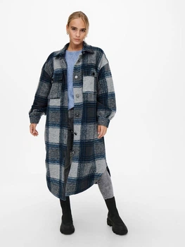 Пальто ONLANDREA X-LONG SHACKET CC OTW 15230329-Blue Graphite-Detail:LGM + CAMPANULA + HO ONLY L Син 15230329-BLUE GRAPHITE-DE L