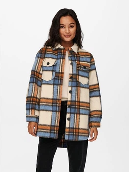 Куртка ONLDEENA-KAWI L/S CHECK SHACKET PNT 15235844-Oatmeal-Checks:Ariabian Spice/Honey Musta ONLY L 15235844-OATMEAL-CHECKS:A M