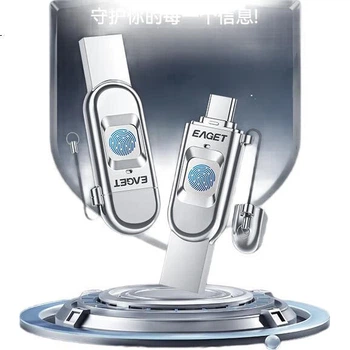 USB-накопичувач EAGET 256 ГБ типу C USB 3.0 із зашифрованим відбитком пальця, подвійний інтерфейс FU68 для телефону та комп'ютера, подвійне використання, високошвидкісний флеш-накопичувач із захистом конфіденційності