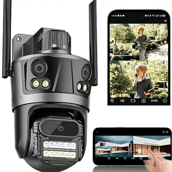 Камера видеонаблюдения IP с тройным объективом 12 МП уличная Rotation P12 черный