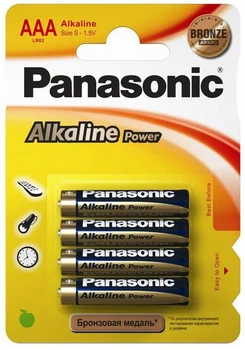 Батарейки Panasonic LR3 AAA Alkaline 1.5V 4шт/уп
