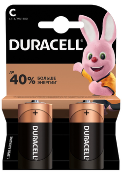 Батарейки R14 LR14 Duracell Alkaline 2шт/уп
