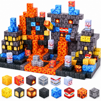 Магнитный конструктор Minecraft Шахта Обсидиана и Лавовые Кристаллы 160 деталей