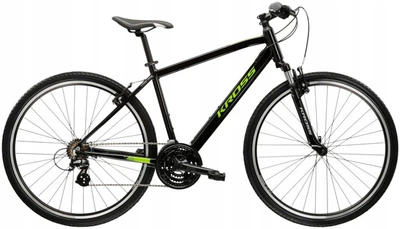 Чоловічий крос велосипед Kross Evado 2.0 28 L (21") чорний/зелений глянсовий
