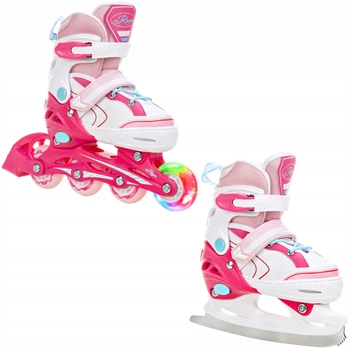 Роликові ковзани Фігурні ковзани 2в1 Регульоване колесо RAVEN Lia Pink 30-33 LED