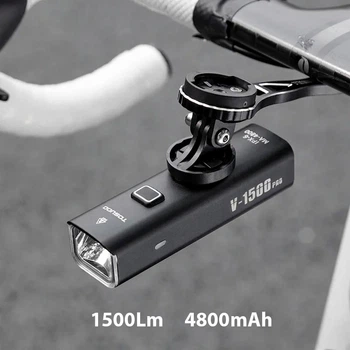 Велосипедний ліхтар / Велофара 1500Lm з акумулятором 4800mAh (21700) та Type-C зарядкою, захист IPX6 (RHL1500 кріплення Garmin / Bryton)