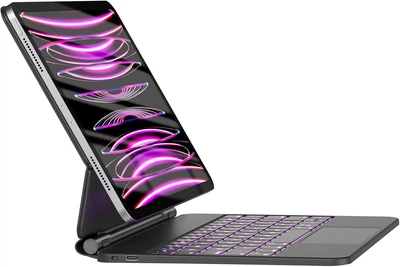 Клавіатура чохол HOU iPad Air 11 2024/Pro 11 AZERTY Чорний RGB підсвітка Трекпад