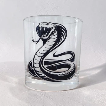 Стеклянный стакан для виски, колы и других напитков "Змея/Кобра" - Chaban_Souvenir - подарочный 245 мл с уникальным и оригинальным дизайном GC_003
