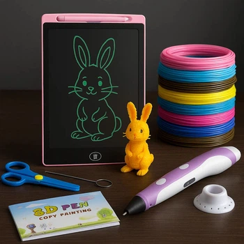Набор 3D-ручка с трафаретами и планшетом 230Вт 1.1м Фиолетовый 3DPEN-6 для творчества и развития детей