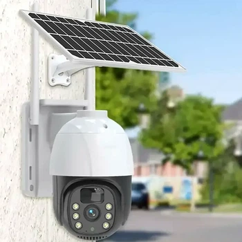 Уличная IP камера видеонаблюдения поворотная с солнечной панелью WiFi HD 1296P tp8 v380 pro белая