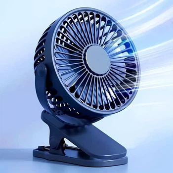 Вентилятор акумуляторний на прищіпці, від USB, FAN-AF01, Синій