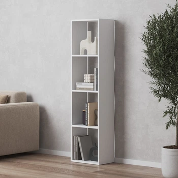 Стеллаж VAYS M-53, книжная полка на 4 ячейки, ЛДСП, 37×29×143 см - для дома, офиса, детской или гостиной