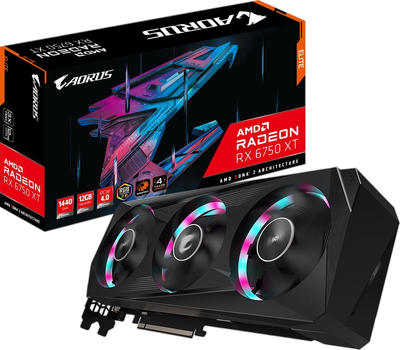 Відеокарта AMD Radeon RX 6750 XT 12GB Gigabyte Aorus Elite (GV-R675XTAORUS E-12GD) Б/В