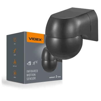 Датчик движения и освещенности VIDEX VL-SPW11B 220V 800W IP44 инфракрасный черный