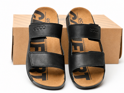 Шлепанцы кожаные мужские COZMO M Velcro Black 43
