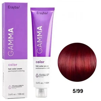 Перманентна фарба для волосся Erayba Gamma Color Cream 5/99 Інтенсивний червоний світло-коричневий 100 мл
