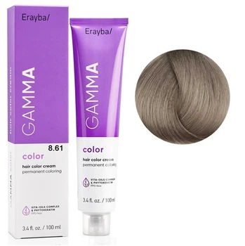 Перманентна фарба для волосся Erayba Gamma Color Cream 8/61 Світло-русявий коричнево-попелястий 100 мл