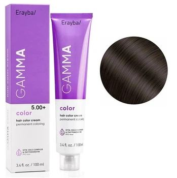 Перманентна фарба для волосся Erayba Gamma Color Cream 5/00+ Інтенсивний натуральний світло-коричневий 100 мл