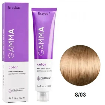 Перманентна фарба для волосся Erayba Gamma Color Cream 8/03 Натуральний золотистий світлий блонд 100 мл