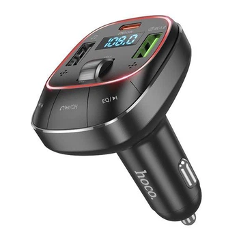Автомобильное зарядное устройство Hoco E76 черное 2 USB/ Type-C/ QC PD 48W с FM-модулятором (USB/ Bluetooth) (E76)
