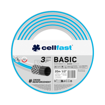 Шланг для полива Cellfast BASIC TSV 1/2'' 20 м – прочный, износостойкий, легкий и гибкий для полива.