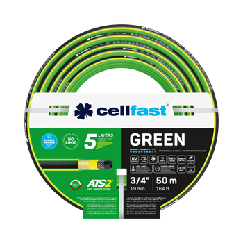 Шланг для полива Cellfast GREEN TSV 3/4''50м – прочный, износостойкий, легкий и гибкий для ежедневного полива.