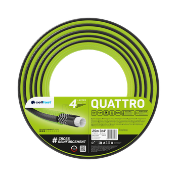Шланг для полива Cellfast QUATTRO TSV 3/4" 25 м – прочный, износостойкий, легкий и гибкий для ежедневного полива.
