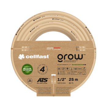 Шланг для полива Cellfast GROW TSV 1/2" 25 м – прочный, износостойкий, легкий и гибкий для ежедневного полива.