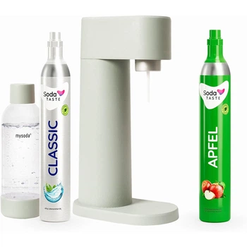 Набор для газирования воды, 4 предмета, классик + яблоко, светло-зеленый Mysoda Woody SodaTASTE