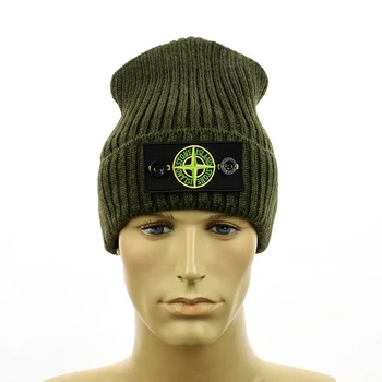 Зимняя детско-подростковая шапка "Stone Island", р 54-56, Хаки