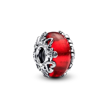 Срібний шарм Pandora «Різдвяна магія» Срібна намистина Пандора Різдво Червоне мурано 793597C00