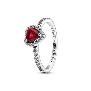 Серебряное кольцо Pandora «Красное сердце» Серебряное кольцо Пандора Сердце Паве 198421C02 16 мм 17.8 мм